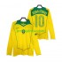 Brazílie Dresy Fotbal RONALDINHO 10 Retro Muž Domácí 2004 Dlouhý rukáv