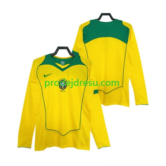 Brazílie Dresy Fotbal Retro Muž Domácí 2004 Dlouhý rukáv
