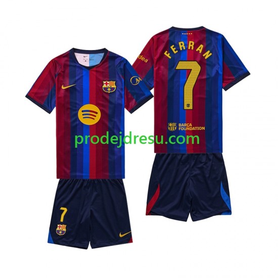 FC Barcelona Dresy Fotbal Ferran Torres 7 Dětský Domácí 2026-2027 Krátký rukáv