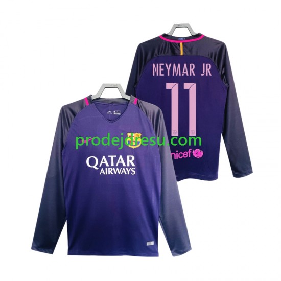 FC Barcelona Dresy Fotbal Neymar JR 11 2016 2017 Retro Muž Venkovní Dlouhý rukáv