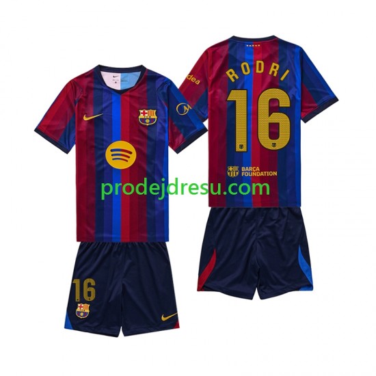 FC Barcelona Dresy Fotbal Rodri 16 Dětský Domácí 2026-2027 Krátký rukáv