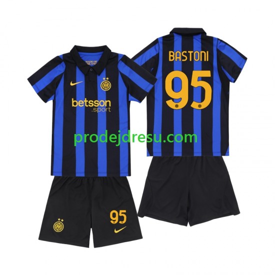 Inter Milán Dresy Fotbal Alessandro Bastoni 95 Dětský Domácí 2026-2027 Krátký rukáv