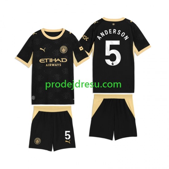 Manchester City Dresy Fotbal Elliot Anderson 5 Dětský Venkovní 2026-2027 Krátký rukáv