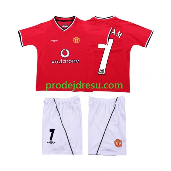 Manchester United Dresy Fotbal BECKHAM 7 2000 Retro Dětský Domácí 2002 Krátký rukáv