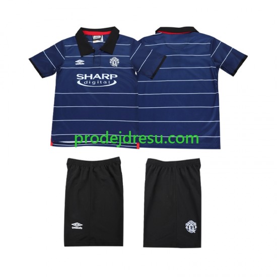 Manchester United Dresy Fotbal 2000 Retro Dětský Venkovní 1999 Krátký rukáv
