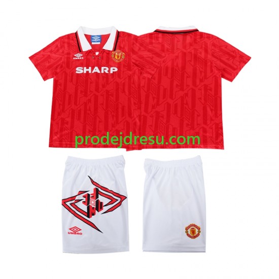 Manchester United Dresy Fotbal 1993 Retro Dětský Domácí 1994 Krátký rukáv