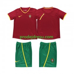 Portugalsko Dresy Fotbal Retro Dětský Domácí 2002 Krátký rukáv