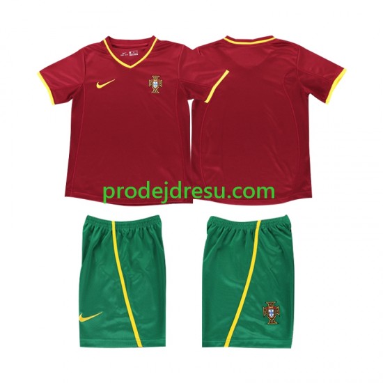 Portugalsko Dresy Fotbal Retro Dětský Domácí 2002 Krátký rukáv
