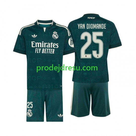 Real Madrid Dresy Fotbal Yan Diomande 25 Dětský Venkovní 2026-2027 Krátký rukáv