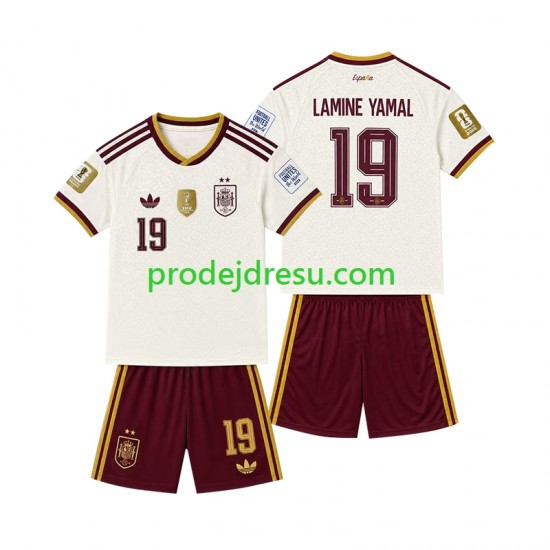 Španělsko Dresy Fotbal 2-star Lamine Yamal 19 Dětský Venkovní 2026-2027 Krátký rukáv
