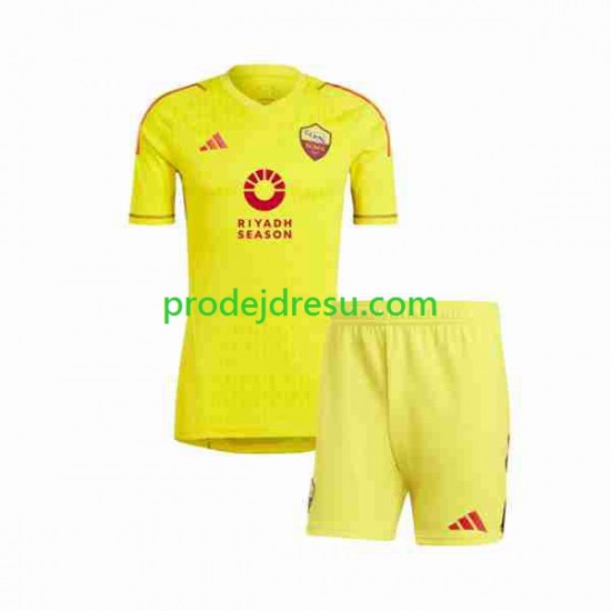 AS Řím Dresy Fotbal Brankářské Dětský Domácí 2023-2024 Krátký rukáv