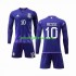Argentina Dresy Fotbal 3 Stars Lionel Messi 10 Dětský Venkovní World Cup 2022 Dlouhý rukáv