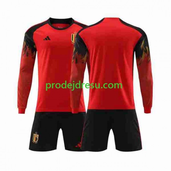 Belgie Dresy Fotbal Dětský Domácí World Cup 2022 Dlouhý rukáv