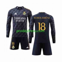Real Madrid Dresy Fotbal Aurelien Tchouameni 18 Dětský Venkovní 2023-2024 Dlouhý rukáv