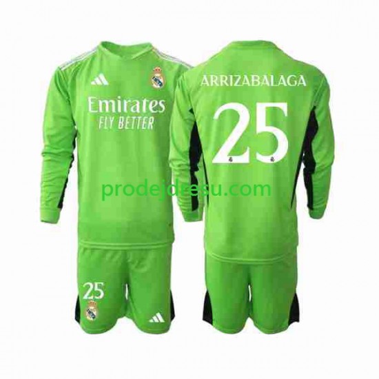 Real Madrid Dresy Fotbal Kepa Arrizabalaga 25 Brankářské Dětský Domácí 2023-2024 Dlouhý rukáv