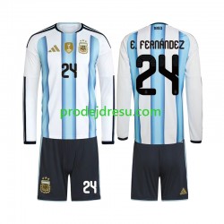 Argentina Dresy Fotbal Enzo Fernandez 24 Dětský Domácí World Cup 2026 Dlouhý rukáv