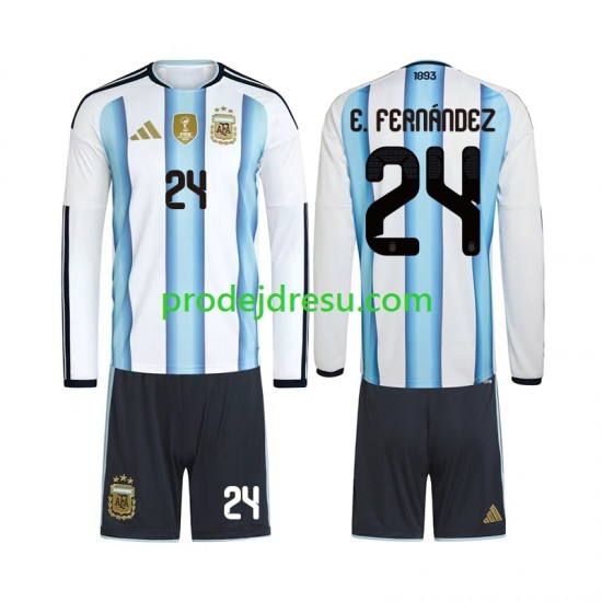 Argentina Dresy Fotbal Enzo Fernandez 24 Dětský Domácí World Cup 2026 Dlouhý rukáv