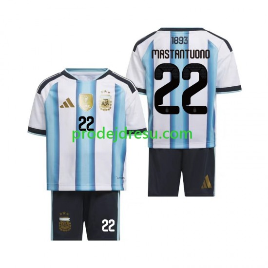 Argentina Dresy Fotbal Franco Mastantuono 22 Dětský Domácí World Cup 2026 Krátký rukáv