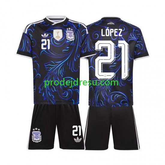 Argentina Dresy Fotbal Jose Manuel Lopez 21 Dětský Venkovní World Cup 2026 Krátký rukáv