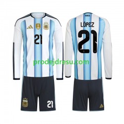 Argentina Dresy Fotbal Jose Manuel Lopez 21 Dětský Domácí World Cup 2026 Dlouhý rukáv
