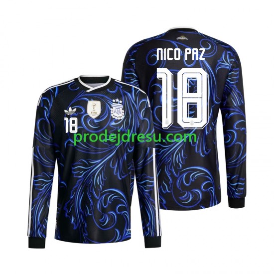 Argentina Dresy Fotbal Nico Paz 18 Muž Venkovní World Cup 2026 Dlouhý rukáv