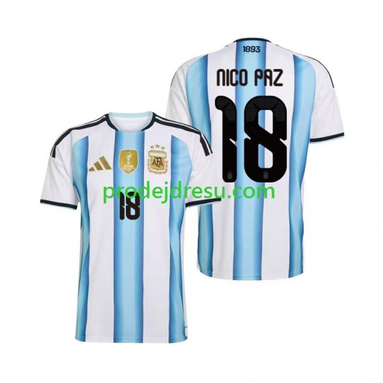 Argentina Dresy Fotbal Nico Paz 18 Muž Domácí World Cup 2026 Krátký rukáv