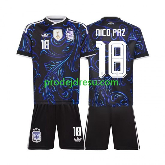 Argentina Dresy Fotbal Nico Paz 18 Dětský Venkovní World Cup 2026 Krátký rukáv