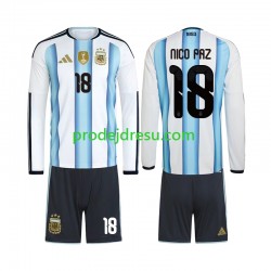 Argentina Dresy Fotbal Nico Paz 18 Dětský Domácí World Cup 2026 Dlouhý rukáv