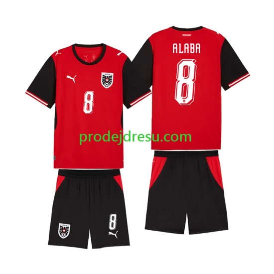 Rakousko Dresy Fotbal David Alaba 8 Dětský Domácí World Cup 2026 Krátký rukáv