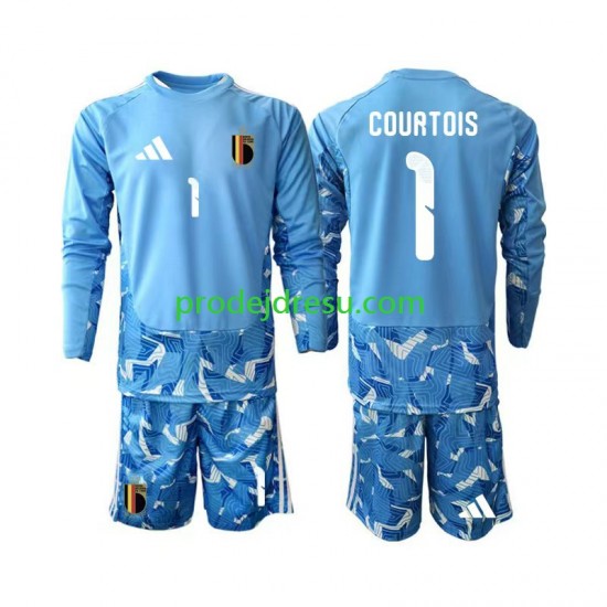 Belgie Dresy Fotbal Thibaut Courtois 1 Brankářské Dětský Domácí World Cup 2026 Dlouhý rukáv