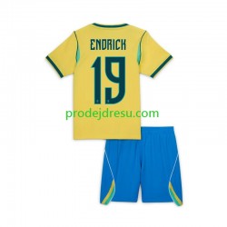 Brazílie Dresy Fotbal Endrick 19 Dětský Domácí World Cup 2026 Krátký rukáv