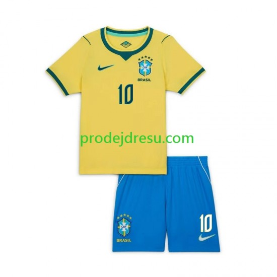 Brazílie Dresy Fotbal Neymar JR 10 Dětský Domácí World Cup 2026 Krátký rukáv