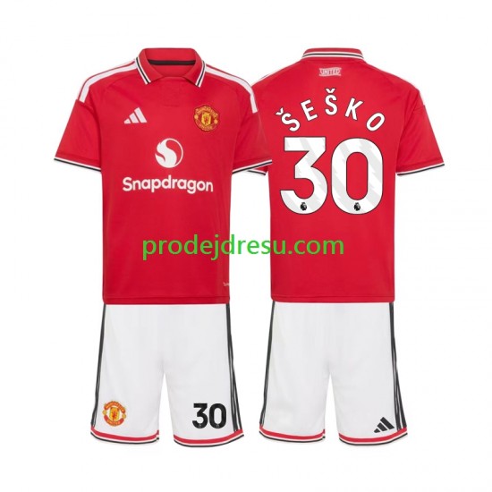 Manchester United Dresy Fotbal Benjamin Sesko 30 Dětský Domácí 2026-2027 Krátký rukáv