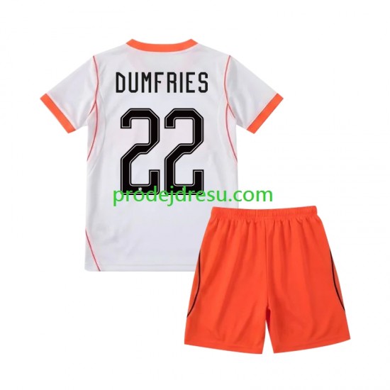 Nizozemsko Dresy Fotbal Denzel Dumfries 22 Dětský Venkovní World Cup 2026 Krátký rukáv