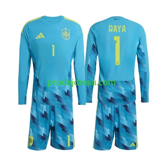 Španělsko Dresy Fotbal David Raya 1 Brankářské Dětský Domácí World Cup 2026 Dlouhý rukáv