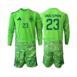 Španělsko Dresy Fotbal Unai Simon 23 6th Green color Brankářské Dětský World Cup 2026 Dlouhý rukáv