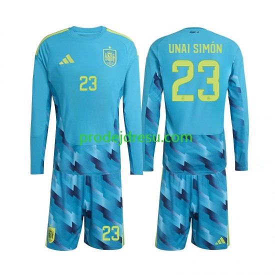 Španělsko Dresy Fotbal Unai Simon 23 Brankářské Dětský Domácí World Cup 2026 Dlouhý rukáv