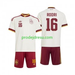 Španělsko Dresy Fotbal Rodri 16 Dětský Venkovní World Cup 2026 Krátký rukáv