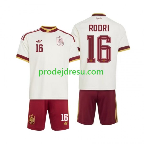 Španělsko Dresy Fotbal Rodri 16 Dětský Venkovní World Cup 2026 Krátký rukáv