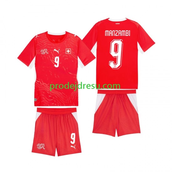 Švýcarsko Dresy Fotbal Johan Manzambi 9 Dětský Domácí World Cup 2026 Krátký rukáv