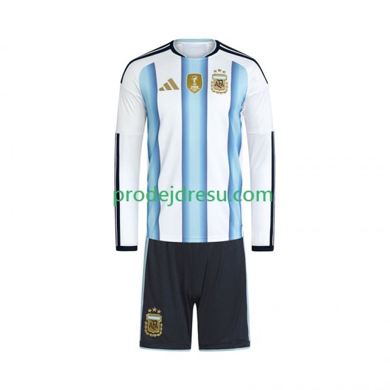 Argentina Dresy Fotbal Dětský Domácí World Cup 2026 Dlouhý rukáv