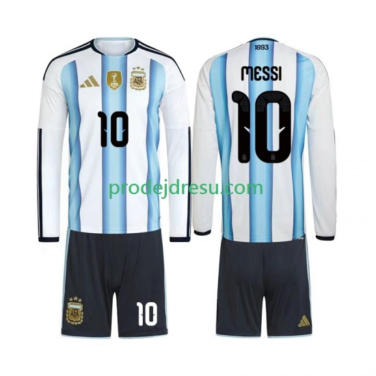 Argentina Dresy Fotbal Lionel Messi 10 Dětský Domácí World Cup 2026 Dlouhý rukáv