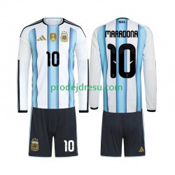 Argentina Dresy Fotbal Maradona 10 Dětský Domácí World Cup 2026 Dlouhý rukáv