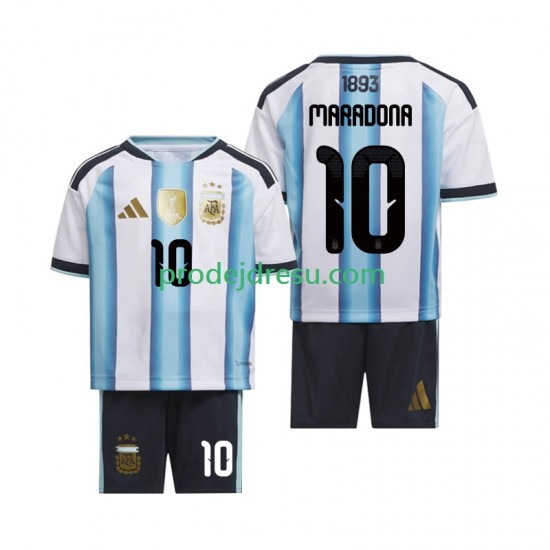 Argentina Dresy Fotbal Maradona 10 Dětský Domácí World Cup 2026 Krátký rukáv