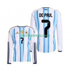 Argentina Dresy Fotbal Rodrigo De Paul 7 Muž Domácí World Cup 2026 Dlouhý rukáv