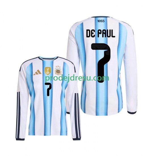 Argentina Dresy Fotbal Rodrigo De Paul 7 Muž Domácí World Cup 2026 Dlouhý rukáv