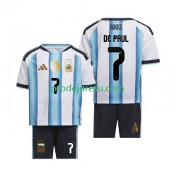 Argentina Dresy Fotbal Rodrigo De Paul 7 Dětský Domácí World Cup 2026 Krátký rukáv