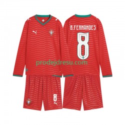 Portugalsko Dresy Fotbal Bruno Fernandes 8 Dětský Domácí World Cup 2026 Dlouhý rukáv