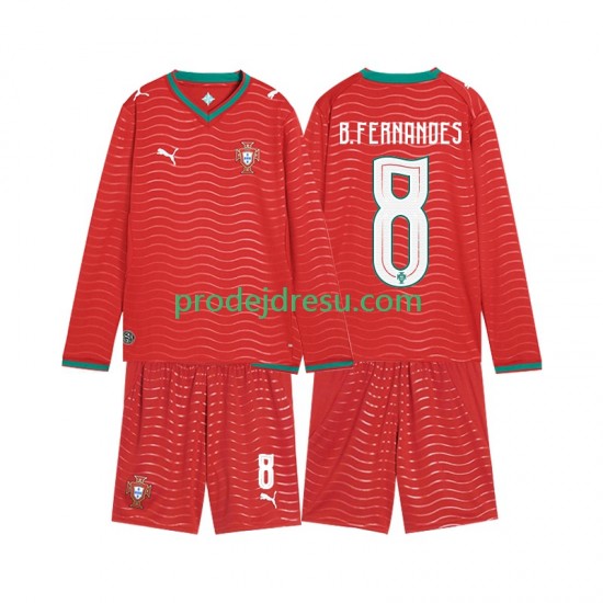 Portugalsko Dresy Fotbal Bruno Fernandes 8 Dětský Domácí World Cup 2026 Dlouhý rukáv