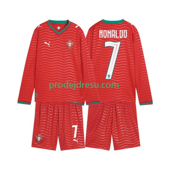 Portugalsko Dresy Fotbal Cristiano Ronaldo 7 Dětský Domácí World Cup 2026 Dlouhý rukáv